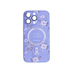 Flower Design Magnetic Case for Apple iPhone 14 Pro Max Purple